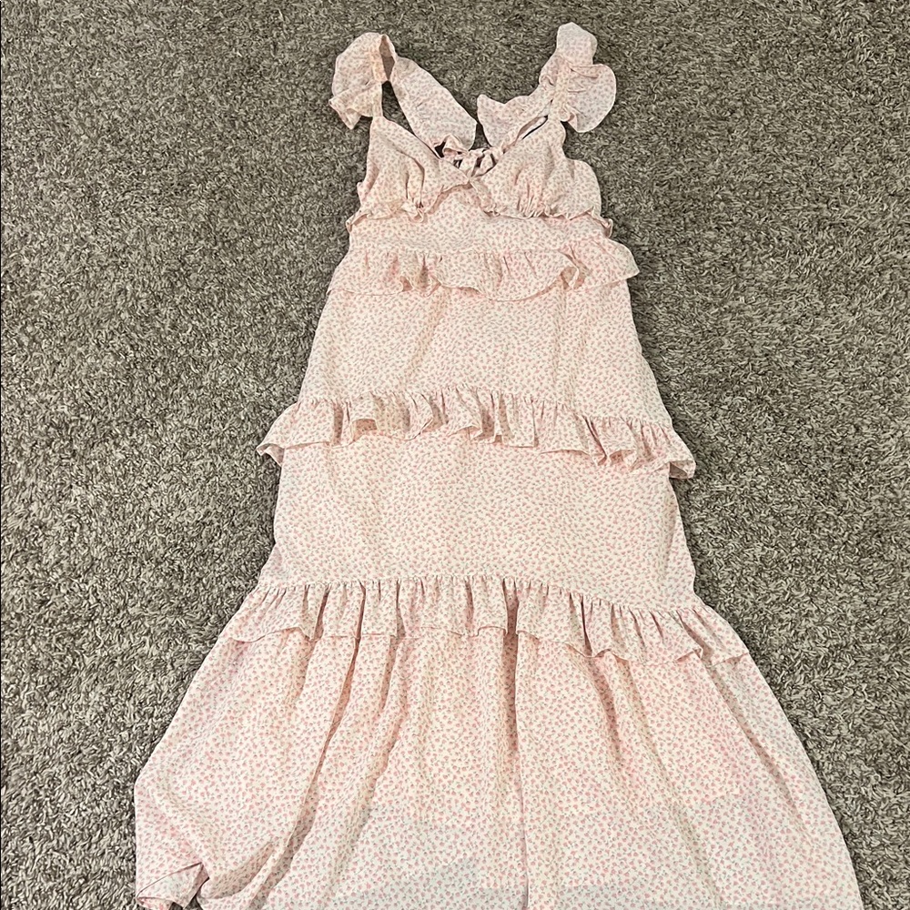 Altar’d State Pink Ruffled Sleeveless Dress